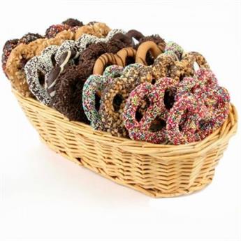 Chocolate Pretzel Wicker Basket